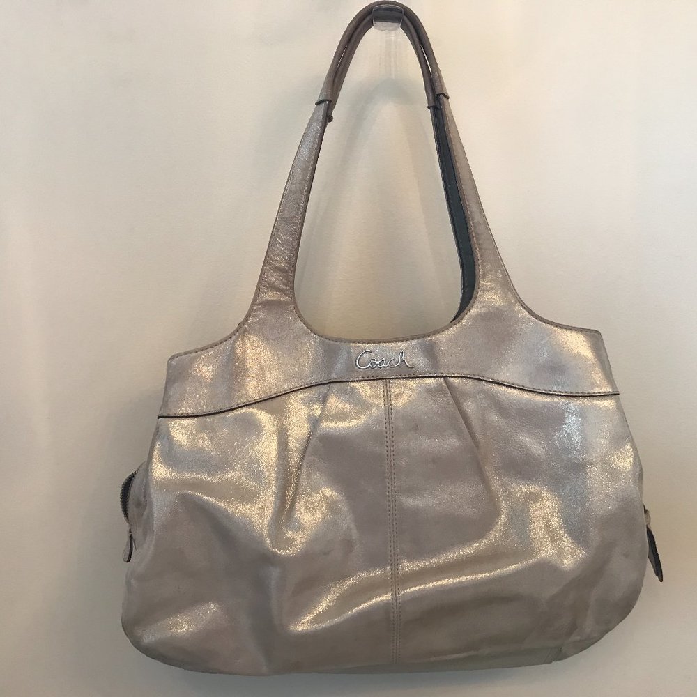 Coach L1120-F18829 gold satchel purse, fair cond.